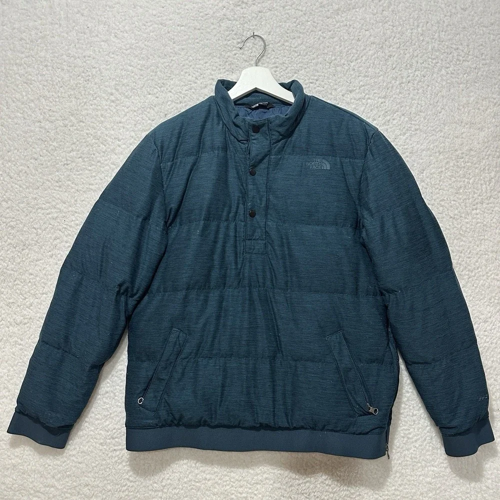 The North Face 550 Men's Quilted Puffer Snap T Button Teal Green Jacket Size M